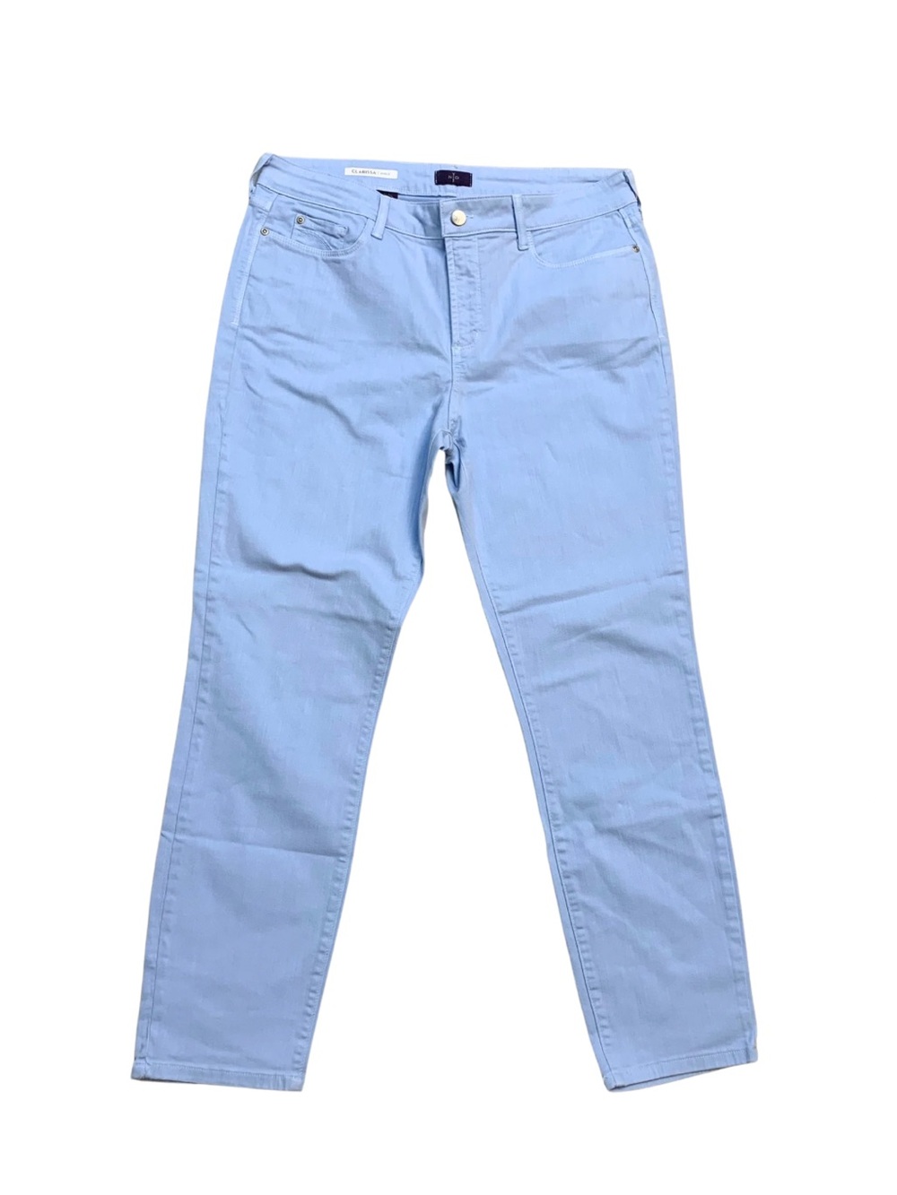 NYDJ Clarissa Light Blue Straight Ankle Jeans Plus Size Summer Coastal Nautical